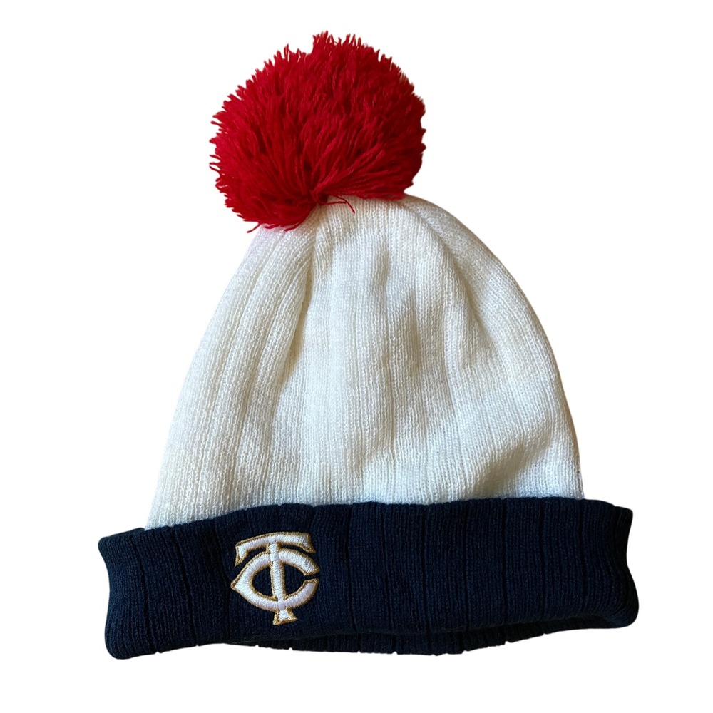 Minnesota Twins MLB Pom Beanie Hat One Size Navy White Red Knit Unisex